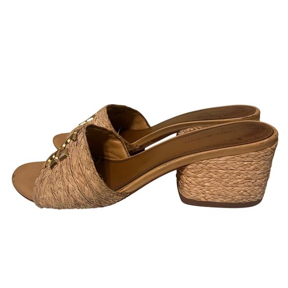 Tory Burch Everly Raffia Block Sandal Slide Size 6 - Picture 3 of 6